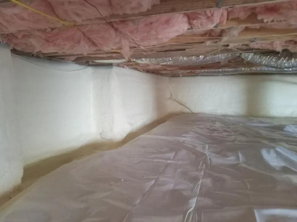 Crawl space encapsulation with closed-cell spray foam for Attic Insulation in Fuquay